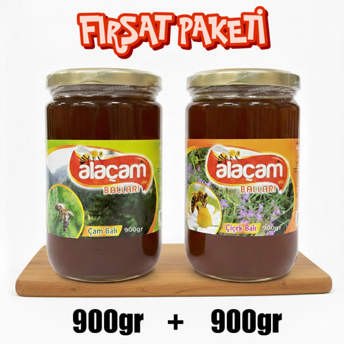 Alaçam Balları Fırsat Paketi (Çam ve Çiçek Balı 900gr) (2x)