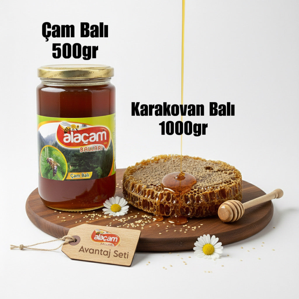 Alaçam Balları Fırsat Paketi (Karakovan Balı 1000gr + Çam Balı 500gr)